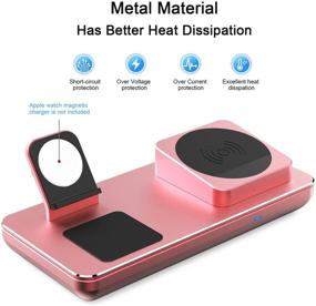 img 3 attached to Rose Gold Wireless Charging Station for Apple Watch, iPhone & AirPods Pro - Compatible with iPhone 12/11/XR/XS Max/Xs/X/8, iWatch 5/4/3/2/1 (Apple Watch Magnetic Charger Not Included)