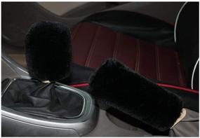 img 3 attached to Black Siyibb Warm Plush Car Handbrake and Gear Shift Knob Cover Set