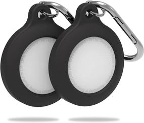 img 4 attached to 🔑 DamonLight 2-Pack Enhanced AirTag Keychain Case - Scratch-Proof Air Tags Holder with Raised Bumper - Protective Cover Accessories (Black)