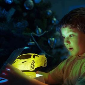img 1 attached to 🏎️ Exciting Car Gift for Boys: 3D LED Racing Car Illusion Lamp with Remote Control