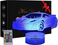 🏎️ exciting car gift for boys: 3d led racing car illusion lamp with remote control logo