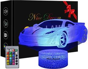 img 4 attached to 🏎️ Exciting Car Gift for Boys: 3D LED Racing Car Illusion Lamp with Remote Control