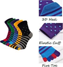 img 3 attached to Toe Socks: 5 Pairs of Hellomamma Men's Five Finger Striped Running Athletic Cotton Ankle Sox