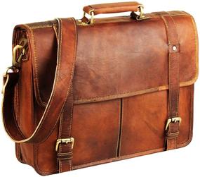 img 4 attached to 👜 15 Inch Brown Vintage Leather Laptop Messenger Bag for Men and Women - Perfect for College, Office, and Travel by HULSH