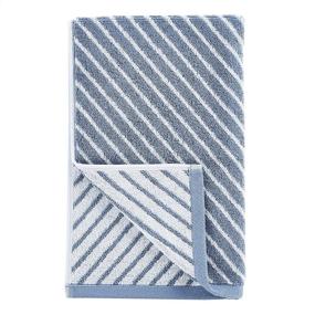 img 3 attached to 🧣 4-Pack Amazon Basics Hand Towel - Reversible Diagonal Stripe Jacquard Design in Clear Skies and True Blue
