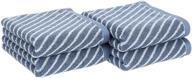 🧣 4-pack amazon basics hand towel - reversible diagonal stripe jacquard design in clear skies and true blue logo