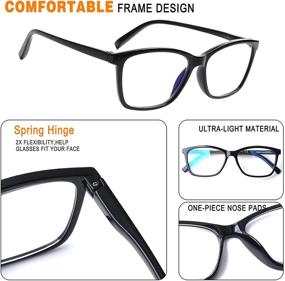 img 2 attached to Spring Hinge Blue Light Blocking Square Eyeglasses for Women and Men - Norperwis Reading Glasses