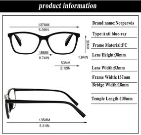 img 3 attached to Spring Hinge Blue Light Blocking Square Eyeglasses for Women and Men - Norperwis Reading Glasses