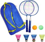 🏸 premium kids' badminton racket set: durable nylon alloy racquets for indoor/outdoor games - 1 pair, includes 4 badminton and 2 table tennis" логотип