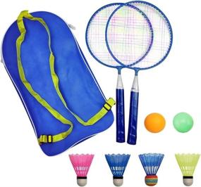 img 4 attached to 🏸 Premium Kids' Badminton Racket Set: Durable Nylon Alloy Racquets for Indoor/Outdoor Games - 1 Pair, Includes 4 Badminton and 2 Table Tennis"