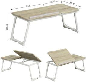 img 3 attached to 🛏️ Homemade Furniture Large Laptop Desk - Adjustable & Portable Bed Tray, Foldable Beech White Laptop Table, Ideal for Breakfast Serving