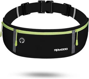 img 4 attached to 🏃 RDMODO Running Belt: Waterproof, Bounce Free Waist Bag for Men and Women, Plus Size Running Pouch with Slim 3 Pockets, iPhone 12 Pro Max 11 10 Compatible, Black