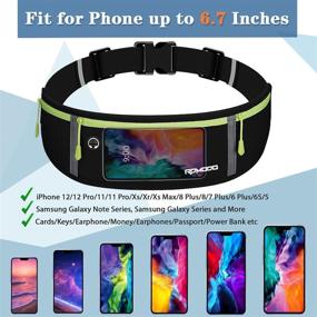 img 1 attached to 🏃 RDMODO Running Belt: Waterproof, Bounce Free Waist Bag for Men and Women, Plus Size Running Pouch with Slim 3 Pockets, iPhone 12 Pro Max 11 10 Compatible, Black