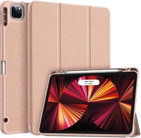 img 4 attached to 📱 Soke New iPad Pro 11 Case 2021 with Pencil Holder - Full Body Protection + Apple Pencil 2 Charging + Auto Wake/Sleep, Soft TPU Back Cover for 2021 iPad Pro 11 inch (Rose Gold)