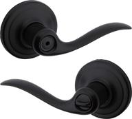 🚪 kwikset tustin door handle lever with traditional wave design for bedroom or bathroom privacy in iron black logo