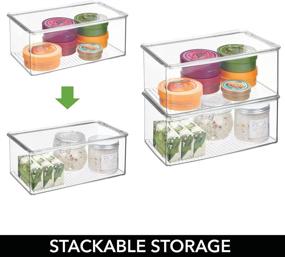 img 1 attached to 📦 mDesign Stackable Bathroom Storage Box Container with Hinged Lid - Vanity Organizer for Toiletries, Makeup, First Aid, Hair Accessories, Bar Soap, Loofahs, Bath Salts - 4 Pack, Clear