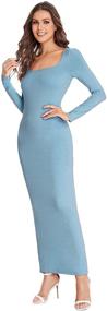 img 1 attached to 👗 Verdusa Women's Sleeve Square Bodycon Dress: Fashionable Women's Clothing