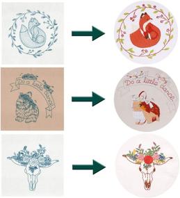 img 3 attached to Minone Embroidery Starter Kit with Animals Pattern, 3 Sets of Stamped Embroidery Kits for Adult Beginners, Cross Stitch Kits with 3 Embroidery Clothes, Instructions, and 1 Bamboo Embroidery Hoop