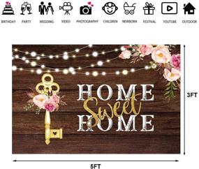 img 1 attached to Sweet Home Key Shining Lights Backdrop - Pink Floral Housewarming Background - Ideal for 🏡 New House Party Decorations, Wooden Floor Wedding Photo Booth Props, and Cake Table Supplies - 5x3ft