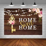 sweet home key shining lights backdrop - pink floral housewarming background - ideal for 🏡 new house party decorations, wooden floor wedding photo booth props, and cake table supplies - 5x3ft logo