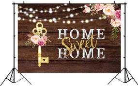 img 3 attached to Sweet Home Key Shining Lights Backdrop - Pink Floral Housewarming Background - Ideal for 🏡 New House Party Decorations, Wooden Floor Wedding Photo Booth Props, and Cake Table Supplies - 5x3ft