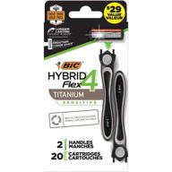 🪒 bic flex 4 sensitive hybrid men's razor: smooth & close shave kit with 20 cartridges and 2 handles logo