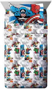 img 4 attached to 👾 Marvel Jay Franco Comics Full Sheet Set - Includes Captain America, Hulk, Iron Man, Spiderman, Thor - Fade Resistant Polyester Microfiber - Official Good Guys Blue Product