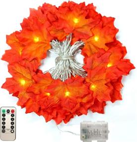 img 2 attached to 🍁 Vibrant Maple Leaf Garland: 16.5ft Fall Thanksgiving Decor with Remote Control Timer, 50 LED Fairy Lights - Waterproof String Lights for Indoor/Outdoor Party Decor