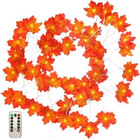 img 4 attached to 🍁 Vibrant Maple Leaf Garland: 16.5ft Fall Thanksgiving Decor with Remote Control Timer, 50 LED Fairy Lights - Waterproof String Lights for Indoor/Outdoor Party Decor