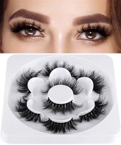 img 2 attached to 👀 Fluffy Wispy Mink Lashes - Dramatic False Eyelashes Pack of 4 Pairs, Handmade for Full Volume Faux Mink Cat Eye Look