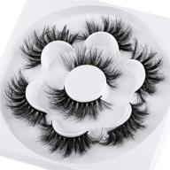 👀 fluffy wispy mink lashes - dramatic false eyelashes pack of 4 pairs, handmade for full volume faux mink cat eye look logo