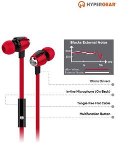 img 2 attached to 🎧 HyperGear dBm Wave Wired In-Ear Headphones with In-line Microphone - Red: Noise Isolation, Precision Bass Sound for iPhones, Androids, Tablets & More