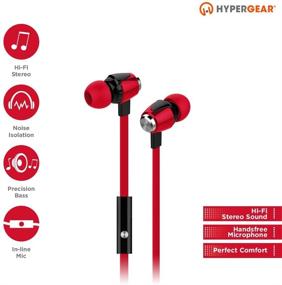 img 1 attached to 🎧 HyperGear dBm Wave Wired In-Ear Headphones with In-line Microphone - Red: Noise Isolation, Precision Bass Sound for iPhones, Androids, Tablets & More