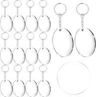 🔑 transparent acrylic keychain blanks set - 24pcs circle discs with alloy key chains rings for diy crafts & projects, 2 inch size logo