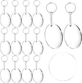 img 4 attached to 🔑 Transparent Acrylic Keychain Blanks Set - 24Pcs Circle Discs with Alloy Key Chains Rings for DIY Crafts & Projects, 2 Inch Size