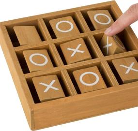 img 1 attached to 🎮 Portable Fun: Tic Tac Toe Wooden Travel Spinning Pieces for On-the-Go Gaming