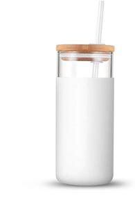 img 4 attached to Tronco 20oz Glass Tumbler with Straw, Silicone Sleeve, and Bamboo Lid - BPA Free