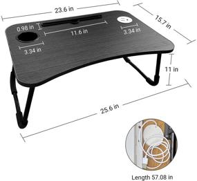 img 3 attached to 💻 Портативная столешница для ноутбука Borameen для кровати с USB-портом, держателем для планшета, держателем для чашек и ящиком - офис дома дивана (черного цвета)