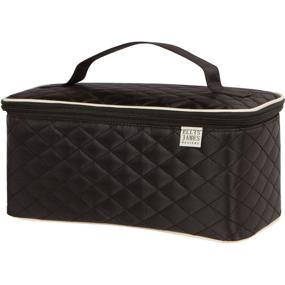 img 4 attached to 💼 Ellis James Designs Black Travel Makeup Bag Organizer - Stylish Cosmetics Train Case for Women - With Handle, Make Up Brush Holders, and Hair Dryer Storage - Professional Beauty Toiletry Bags