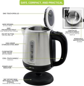 img 3 attached to Ovente 1.2L Stainless Steel Electric Kettle with One-Press Open Lid, 1100W Portable Tea Maker – Fast Heating, Auto Shut-Off, Boil-Dry Protection (Silver KS22S)