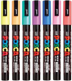 img 3 attached to Vibrant Set of 7 Uni Posca Paint Markers - Fine Point, Natural Colors (PC-3M 7C)