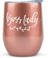 boss lady gifts - 12oz wine tumbler/mug - funny gift idea for girl boss, boss babe, glass, women bosses, female, office appreciation логотип