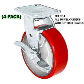 img 1 attached to 🔘 Ultra-Durable Swivel Casters: Heavy-Duty Polyurethane Load Capacity of 1250 lbs