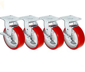 img 2 attached to 🔘 Ultra-Durable Swivel Casters: Heavy-Duty Polyurethane Load Capacity of 1250 lbs