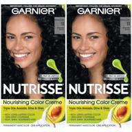 💇 garnier nutrisse nourishing creme hair color, 11 blackest black - pack of 2 logo