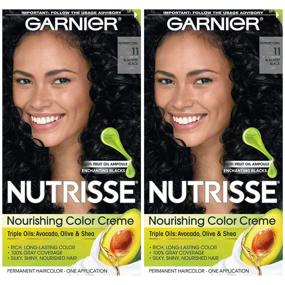 img 2 attached to 💇 Garnier Nutrisse Nourishing Creme Hair Color, 11 Blackest Black - Pack of 2
