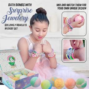 img 2 attached to 🦄 Girls' Unicorn Bath Bombs: Organic, All-Natural Fizzies with Moisturizing Shea Butter, Jewelry Inside, and a Bonus Jewelry Box for Kids - Gentle, Skin-Safe Bubble Bath Enjoyment with Surprise Toys