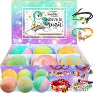 🦄 girls' unicorn bath bombs: organic, all-natural fizzies with moisturizing shea butter, jewelry inside, and a bonus jewelry box for kids - gentle, skin-safe bubble bath enjoyment with surprise toys logo