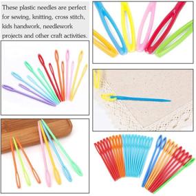 img 2 attached to 🧵 Set of 40 Plastic Needles: 20 Large Eye Plastic Needles (2.7 Inch/7cm) + 20 Plastic Lacing Needles (3.5 Inch/9cm) - Safe Learning Needles for Kids, Sewing, and Handmade Crafts