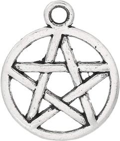 img 4 attached to 🌟 Housweety 50 Silver Tone Pentagram Charms Pendants - 20x17mm